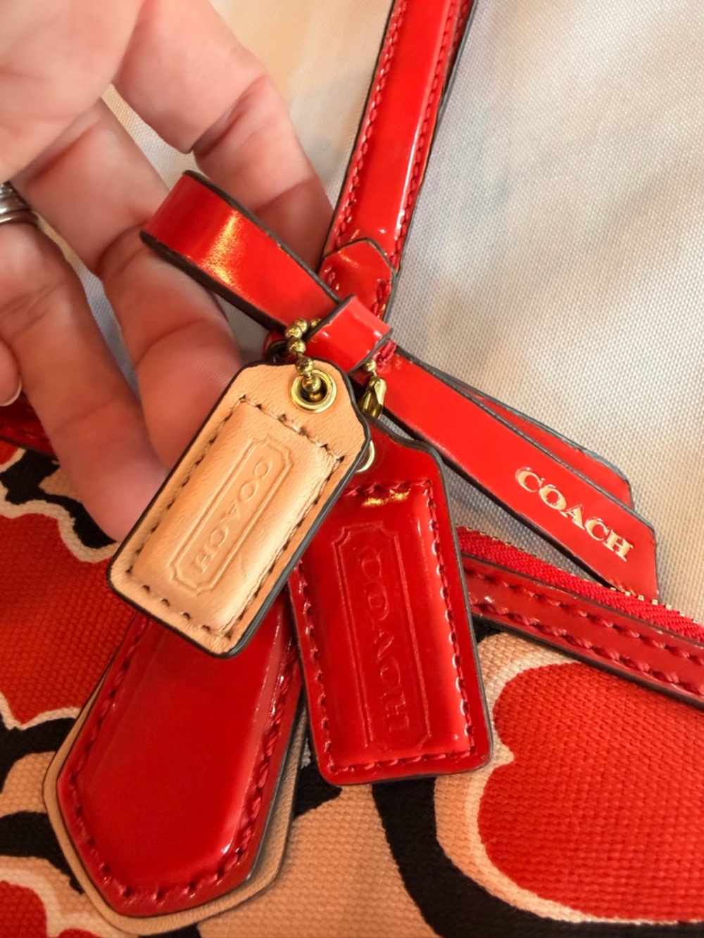 Coach No 25123 Poppy Orange Floral Scarf Tote Satchel - Picture 3 of 14